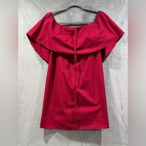 Alice + Olivia  Jada Off the Shoulder Cape Dress, Wine Red  Size Medium